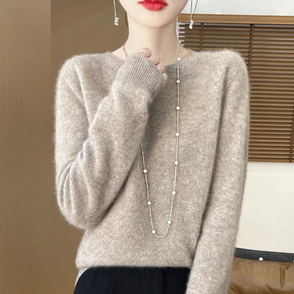 Addonee Women's 100% Merino Wool O-Neck Pullover Sweater - Heavyweight Knit