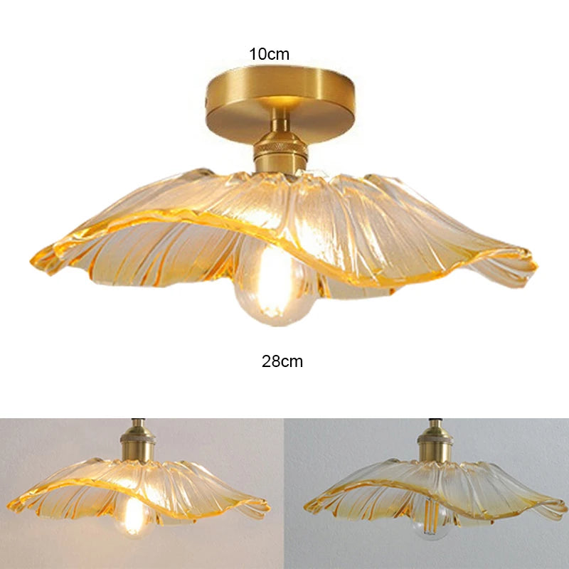 Vintage Pendant Lights Flower Glass Hanging Lamps Home Decoration Lighting Living Room Bedroom Bedside Light Fixture Indoor Shop