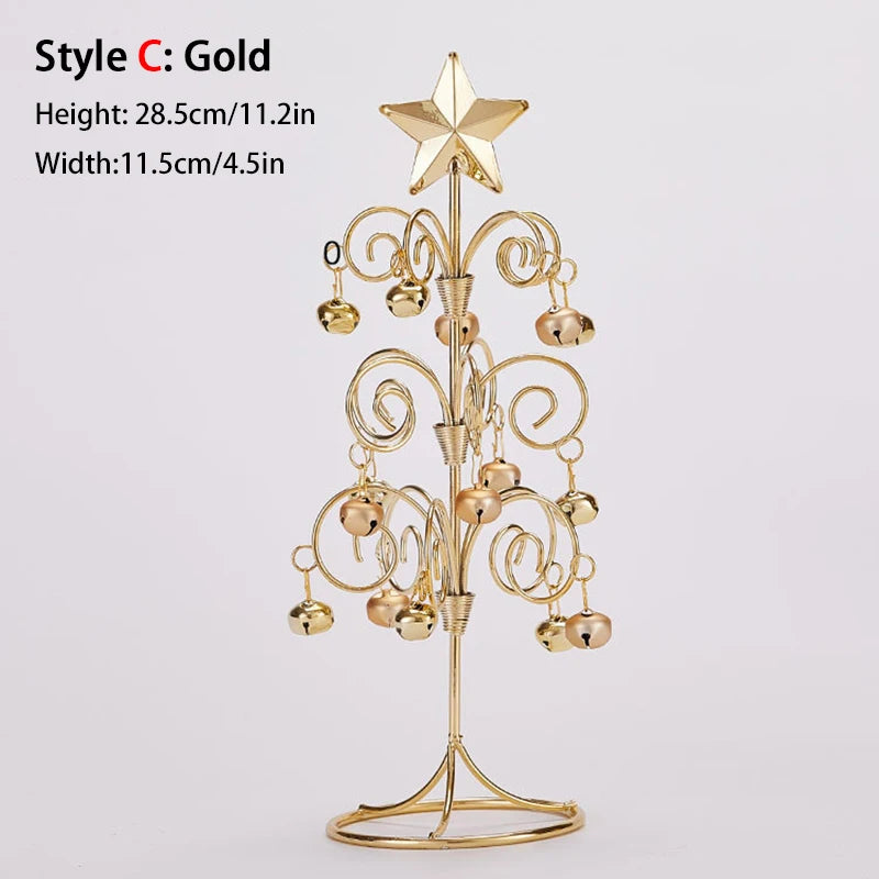 Iron Lace Christmas Tree Mini With Bell Star Desktop Ornament Ornament New Year Christmas Eve Gift Celebrate Party Xmas 2026