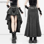 REDDACHiC Black Striped Suit Skirt Grunge Retro 3-Way Fishtail High-Low Maxi Long Train Skirt Gothic Woman Alternative Clothes
