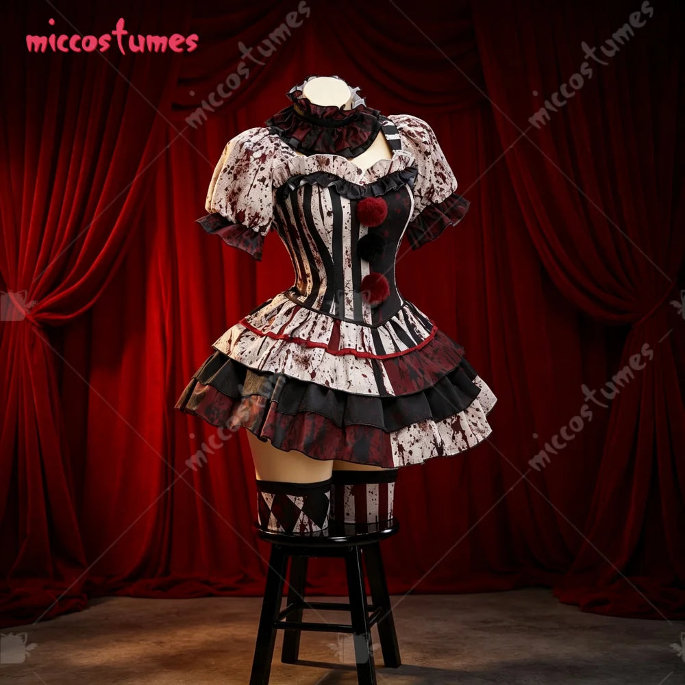 【Ready for Ship】Miccostumes Women's Vintage Dark Clown Dress Set for Halloween Joker Cosplay Costume