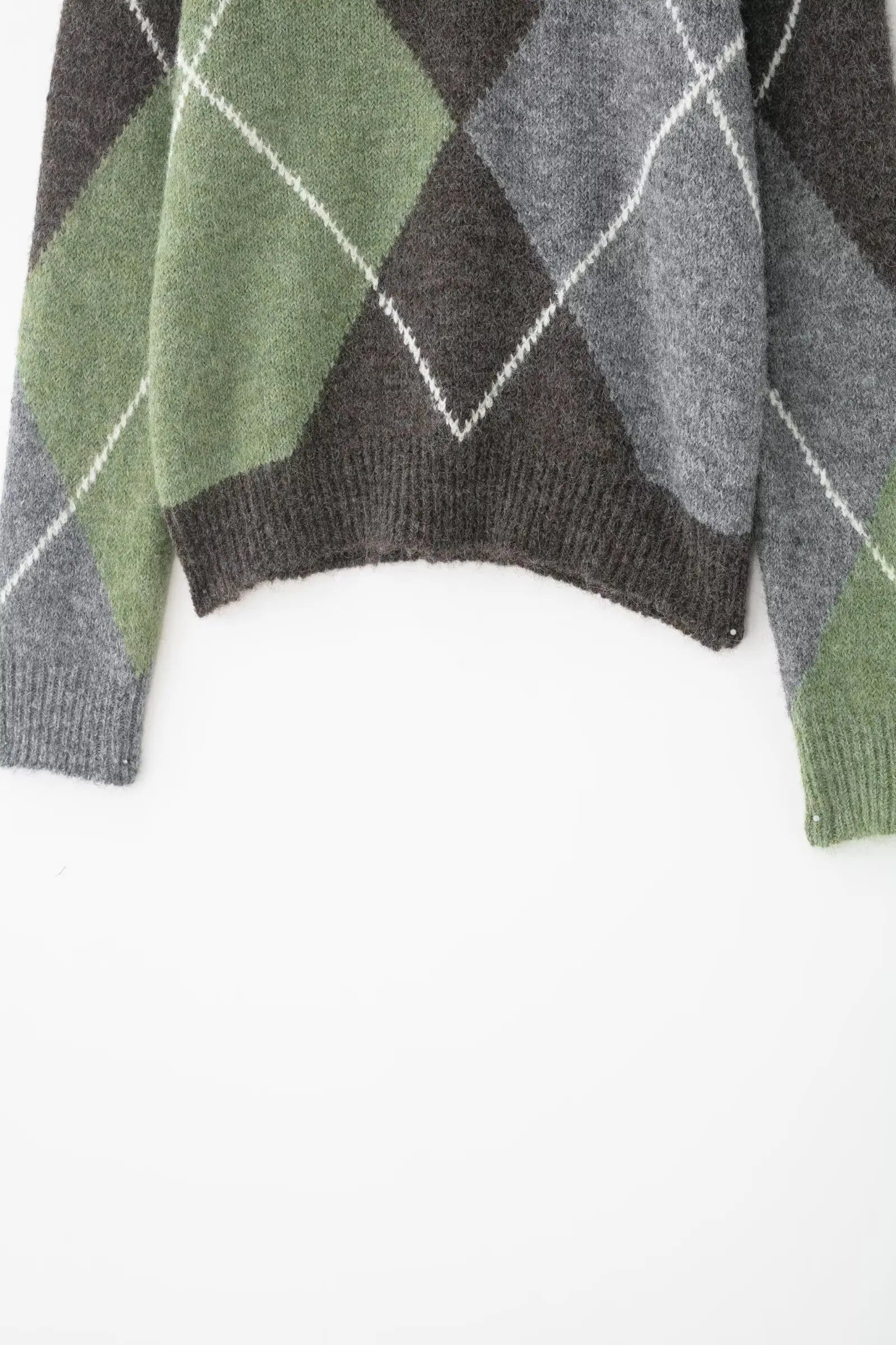 HH 2026 Spring Sweater For Women Elegant Fashion Diamond Plaid Knitted Pullover Sweater Loose Oversized High Street Lady Tops