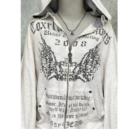 ey Zipper Hoodie ex Loose Lazy Sle High Street Retro American Letter Print Long Sve Sweatirt Autumn Winter Coat SS69