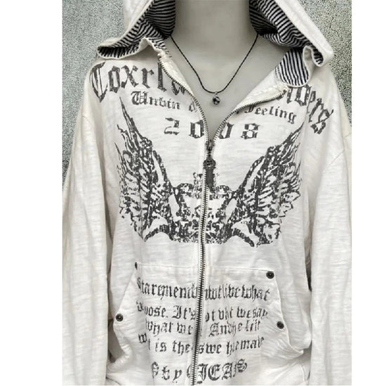 ey Zipper Hoodie ex Loose Lazy Sle High Street Retro American Letter Print Long Sve Sweatirt Autumn Winter Coat SS69