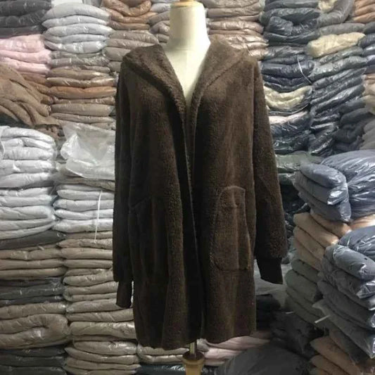 12 Colors Fleece Sweatshirt Long Cardigans Autumn Winter Female Long Sleeve Double Side Wear Flurry Loose Hoodie Coats Outwear