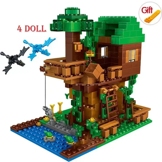 2024 NEW Compatible My World Minecraftinglys Building Village City Tree House Waterfall Warhorse Bricks Toys For Children Gifts SS69 19.69 No Box 3