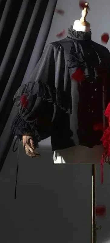 Japanese Kawaii Lolita Blouse Women Vintage Lantern Sleeve Shirt Y2k Aesthetic Lace Patchwork Tops Top Cospaly JK Loose Blusas