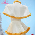 MOBBUNNY Women Frieren Derivative Winter Christmas Sexy Cosplay Costume Set Off-the-shoulder Bodysuit with Cape and Socks