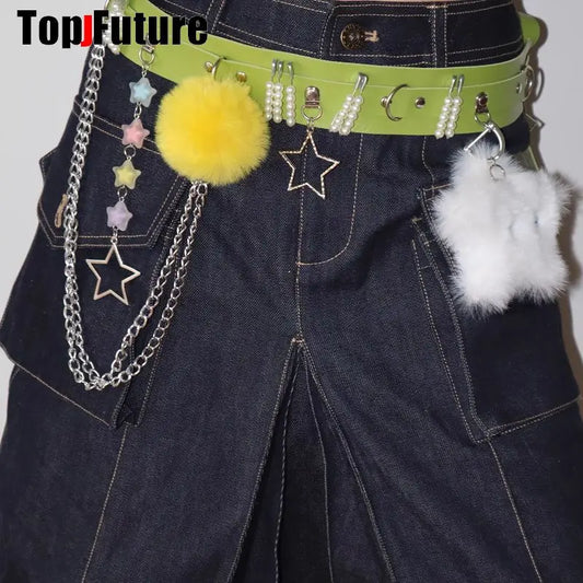 SS69 Gothic Lolita Punk Harajuku Belt with Heart, Star, and Bow Pendants