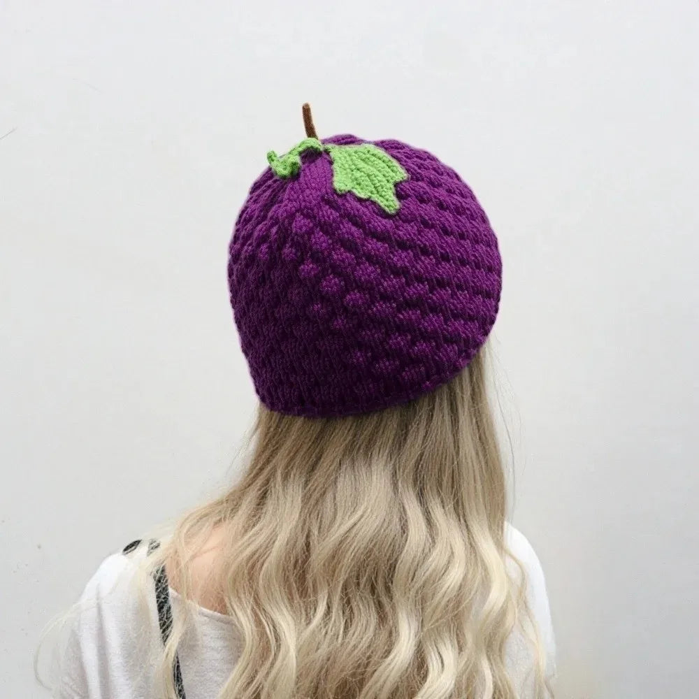Crochet Strawberry Knit Hat - Warm Winter Beanie for Adults