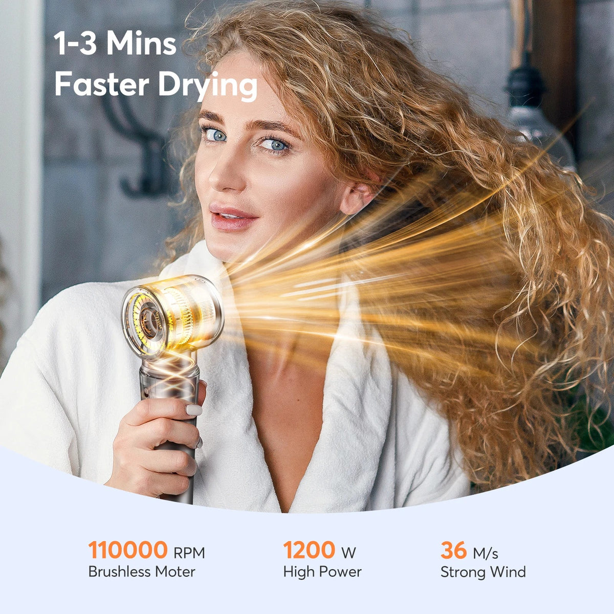 5-in-1 Hair Dryer Airstyler Ion Multistyler Hot Air Brush, 110,000 rpm with 32 mm Automatic Curling Iron, Straightener SS69
