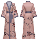 Women's Long Silk Satin Kimono Robe - Lightweight & Soft