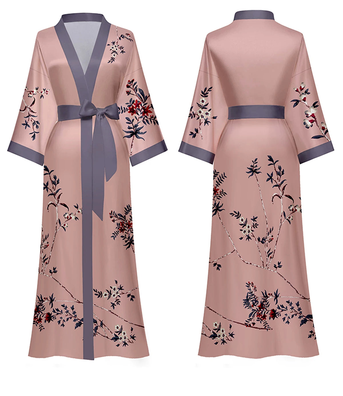 Women's Long Silk Satin Kimono Robe - Lightweight & Soft
