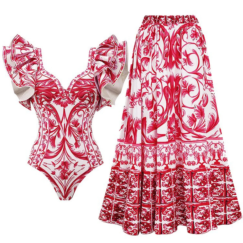 2023 New Arrival Push Up Women Bikini Set Floral Printed Ruffle Bikinis Strappy Bandage Swimwear Brazilian Biquini Bathing Suit SS69