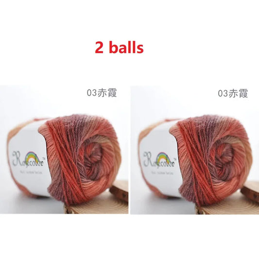 100% Wool Yarn Rainbow Color for Hand Knitting Crochet Plush Thickness Lanas Thread DIY Soft Scarf Shawl Sweater Free Shipping