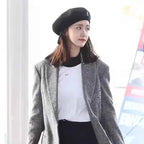 New Luxury Wool Beret Hat Women Men Four Seasons Knitted Thin Breathable Mesh Berets Cap Autumn Winter Beanie Stars Same Style