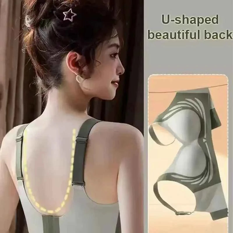 Plus Size Everyday Bra for Woman  Sport Double Support Seamless Brassiere Top No-trace Push Up Bra Padded Fixed Cup Underwear
