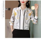 Camisas Newest Exclusive Women Luxury Shirt Long Sleeve Lapel Satin Shirt Old Money Print Brand Design Shirt OL Blouse руба