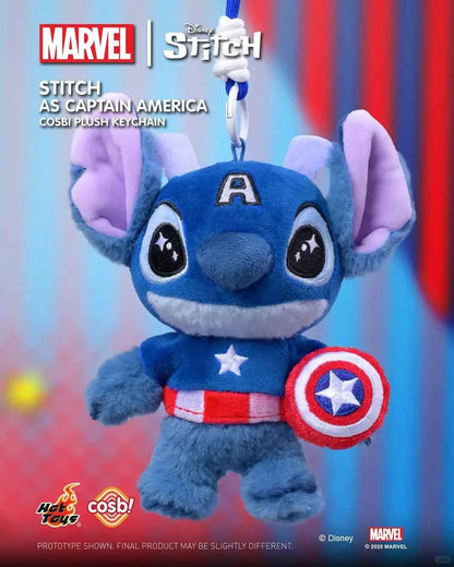 Hottoys Cosbaby Stitch Marvel Blind Box - Captain America & Spider-Man Crossver Anime Figure Christmas Surprise Gift Collection