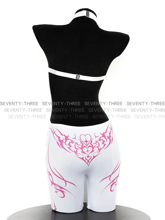 New Cyberpunk Cosplay Costume Women Sexy Printed Sleeveless Jumpsuit Mecha Agent Uniform Bodysuit Mechanical Mech Warrior Tights