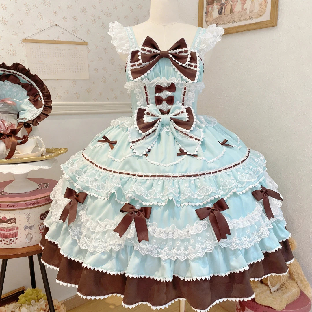 French Lolita Strap Dress Lace Patchwork Cosplay Outfit Y2K Vintage Elegant Girls Sweet Party Kawaii Dress Women Clothing 2026