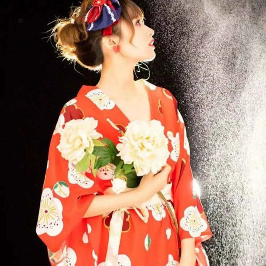 Printed Floral Traditional Japanese Kimono Elegance Asian Sakura Girl Kimono Dress Japanese Style New