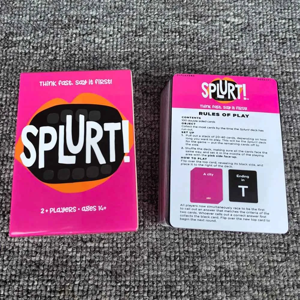 Splurt! Quick-Think & Say It First! Portable Party Card Game Pink Edition Board Game Christmas Birthday Party Game Gifts