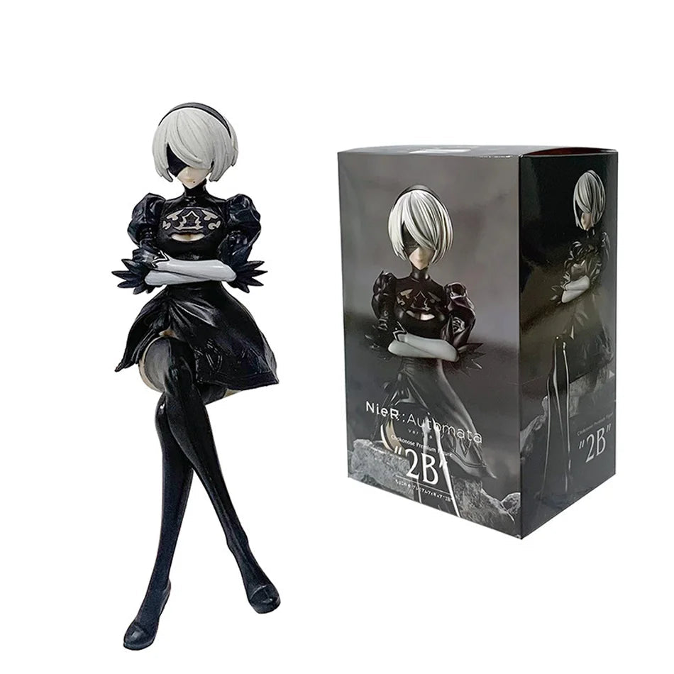 Nier Automata 2B A2 9S Sitting Position Game Figure Mechanical Lifeform Statue Collection Desktop Decoration  Toys Gifts SS69 21.69 A  with box
