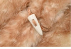 Lautaro Autumn Winter Thick Warm Sweet Cute Lace Patchwork Faux Fur Coat Hoodie Women with Deer Ears Horn Buttons Fluffy Jacket