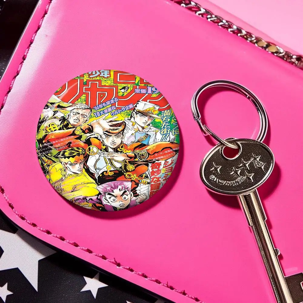 Anime JoJo Bizarre Adventure Soft Button Pin Round Metal Badge Lapel Pin Parts Gift Friends Kid Jewelry