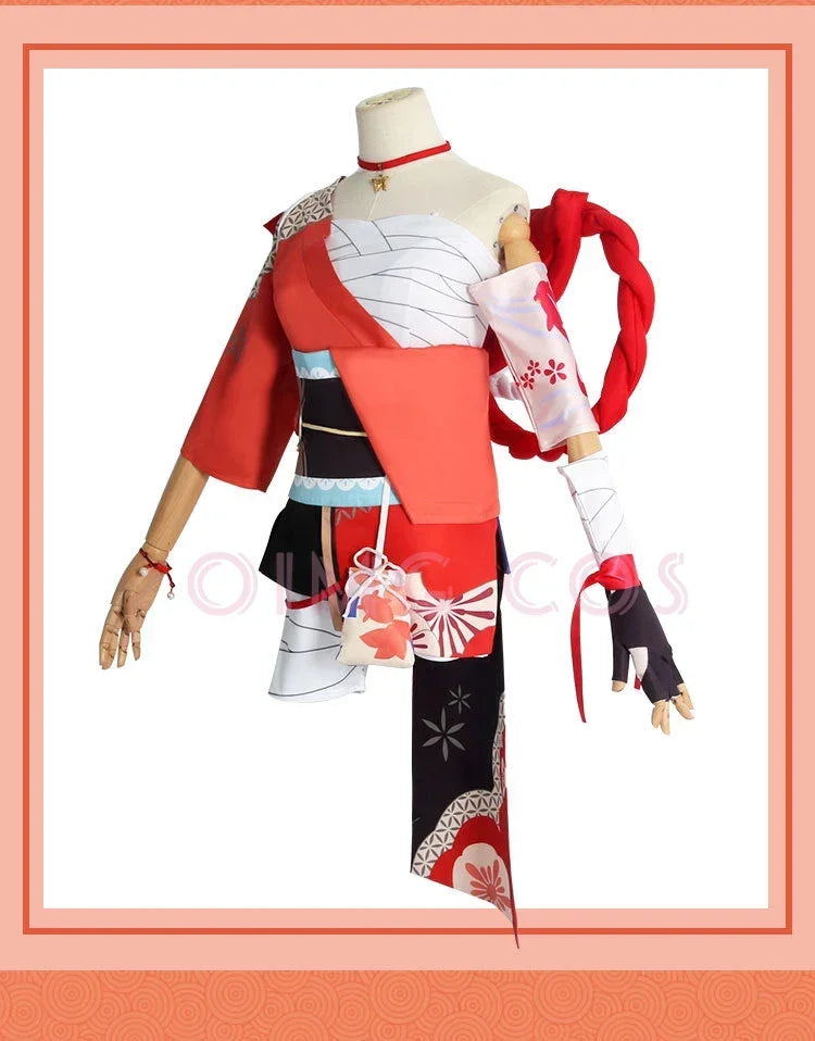 Genshin Impact Yoimiya Cosplay Costume Adult Carnival Uniform Wig Anime Halloween Party Costumes Masquerade Women Game SS69
