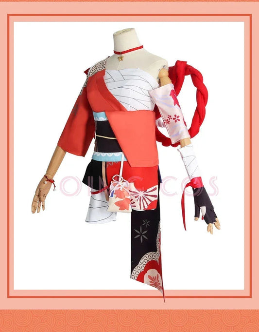 Genshin Impact Yoimiya Cosplay Costume Adult Carnival Uniform Wig Anime Halloween Party Costumes Masquerade Women Game SS69