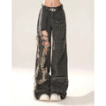 High Waist Ripped Women's Black Jeans Hip-hop Style Fashion Vintage Streetwear Y2K Wide Leg Jean Trouser Baggy Denim Pants SS69 53.69 black / XXL