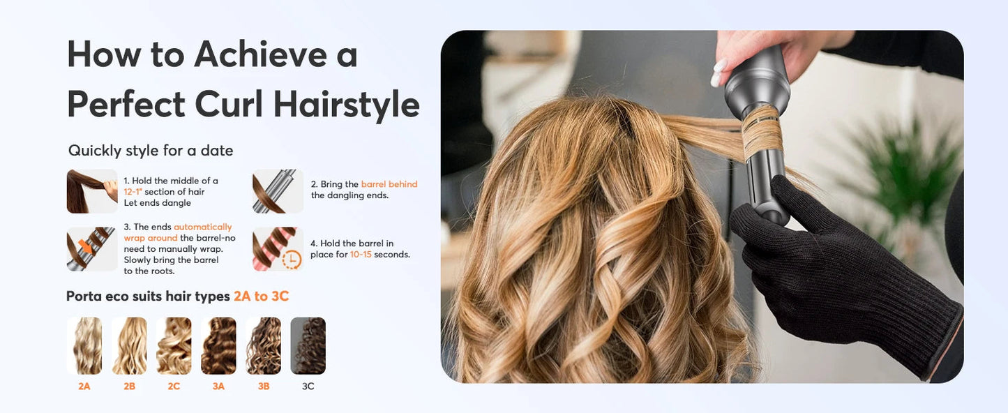 5-in-1 Hair Dryer Airstyler Ion Multistyler Hot Air Brush, 110,000 rpm with 32 mm Automatic Curling Iron, Straightener SS69