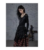 NO ROMANCE Fairy Sexy Punk Printing Half Transparent Lace Patch Knitted Long Sleeve Hooded Dresses Rock Gothic Design Vestidos SS69