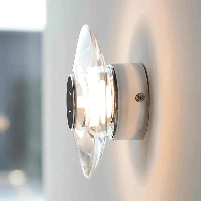 Modern Round Crystal Bedside Lamp Bedroom Living Room Italian LED Sconce Minimalist Art Circular Corridor Mirror Wall Lights