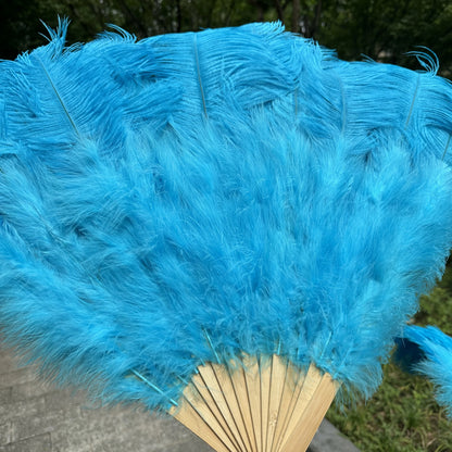 Handheld Big White Ostrich Feather Fan 100CM 130CM Feathers for Carnival Stage Performance Belly Dance 13 Bone Crafts Fan
