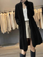 Merino Wool  Autumn winter brown Women 2026 knit Cardigan Long Sleeve Sweater Loose Warm Knitwear Long Coat korean christmas