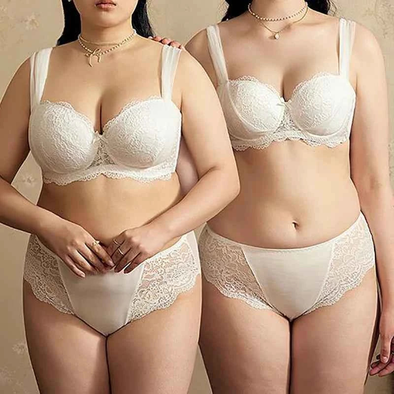 French Lace Bra for Women Big Chest Appears Small Push-up Bra Breast Collection Top Up Anti Sagging Large Size Lingerie GT8907