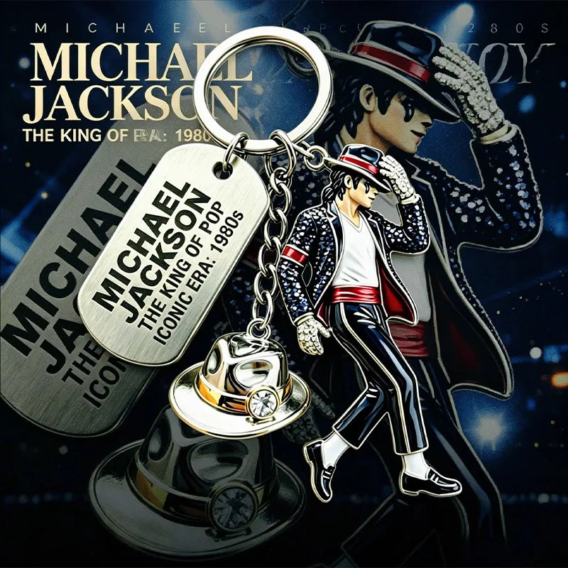 Michael Jackson Keychain Classic Dance King Pendant Key Ring Fashion Singer Key Chain Music Idol Keychain For Home Decoration