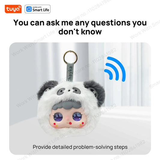 SS69 Tuya Smart AI Plush Robot with LED Eyes and Voice Control, USB Rechargeable