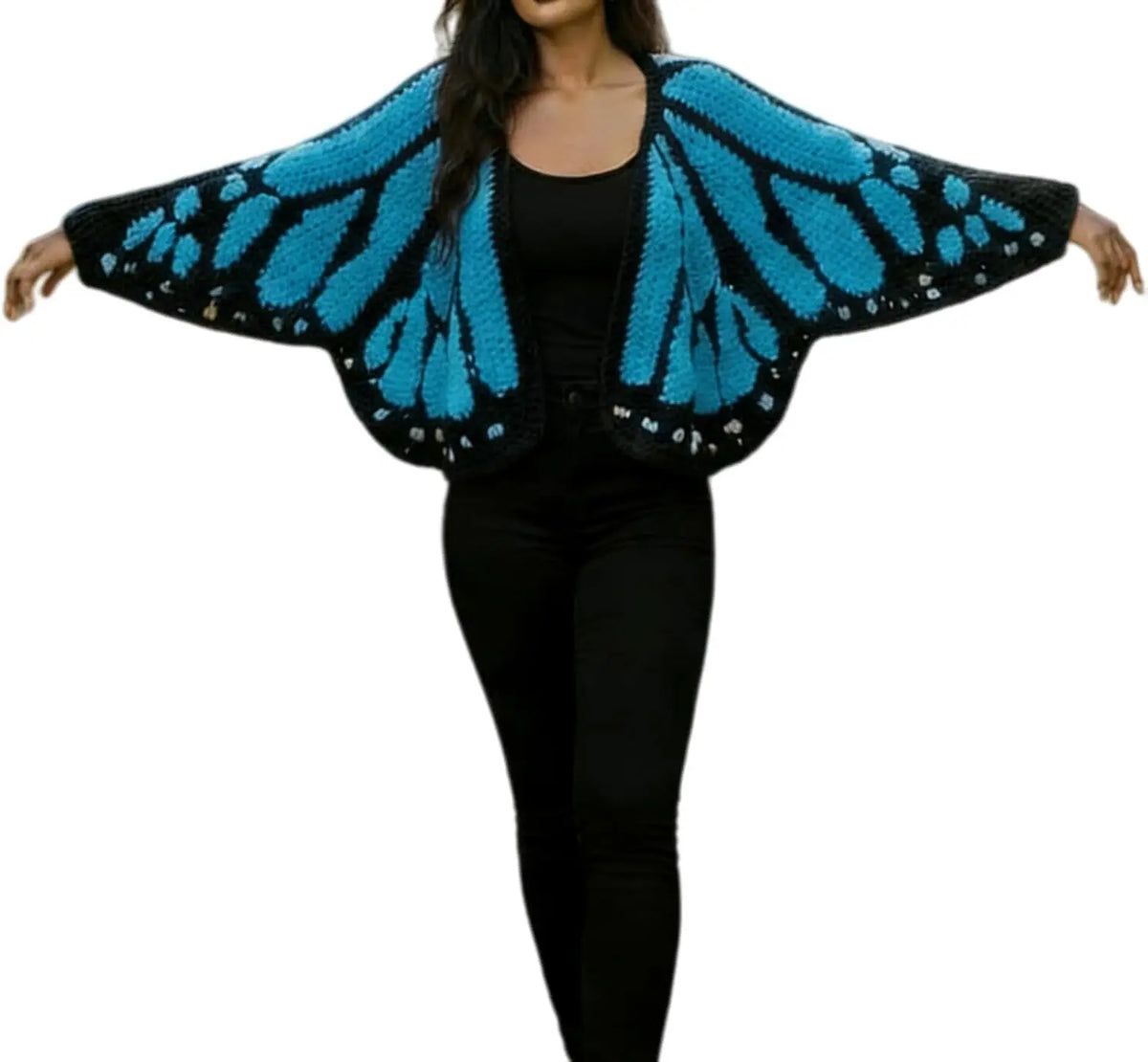 Monarch Butterfly Crochet Knit Cardigan Sweater with Wing Design Women's Fashion Butterfly Cardigan Mother's Day Excellent Gift