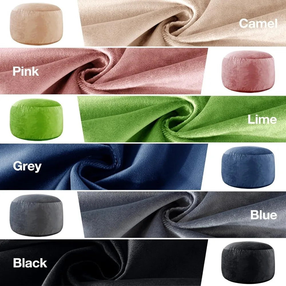 5 Large Memory Foam Filled Bean Bag Chairs for W/Filling,Ultra Soft Dutch Velvet Cover,Round Fluffy Lazy Sofa for Living Room