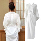 Japanese Kimono Juban Inner Gown Women Yukata White Long Bath Robe Adult Intimate Kimono Inner Wear Lining With Belt Cosplay