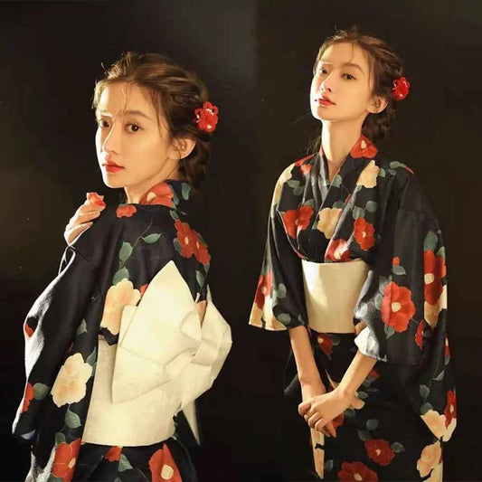 Printed Floral Traditional Japanese Kimono Elegance Asian Sakura Girl Kimono Dress Japanese Style New