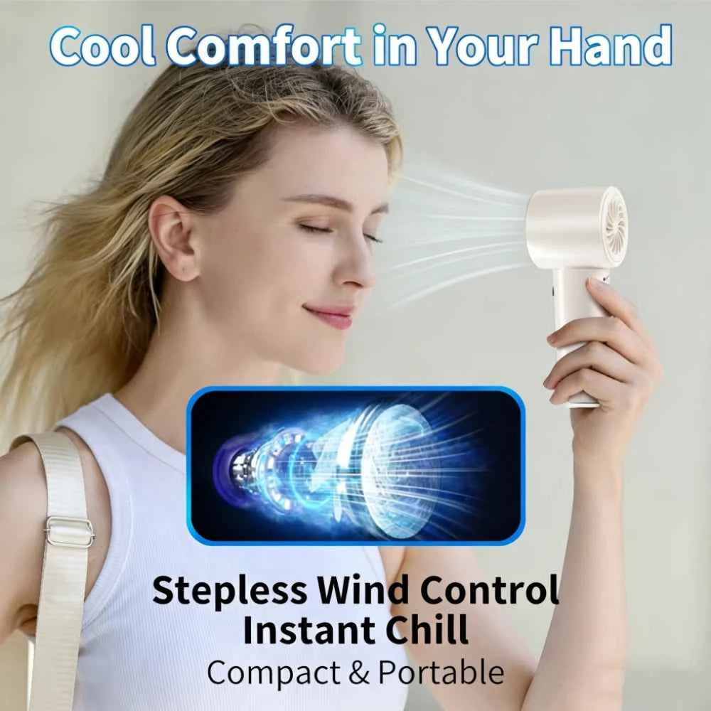 Outdoor Portable Mini Fan Handheld Fan with LED Display Semiconductor Refrigeration 100 Wind Speeds USB Rechargeable Battery Fan