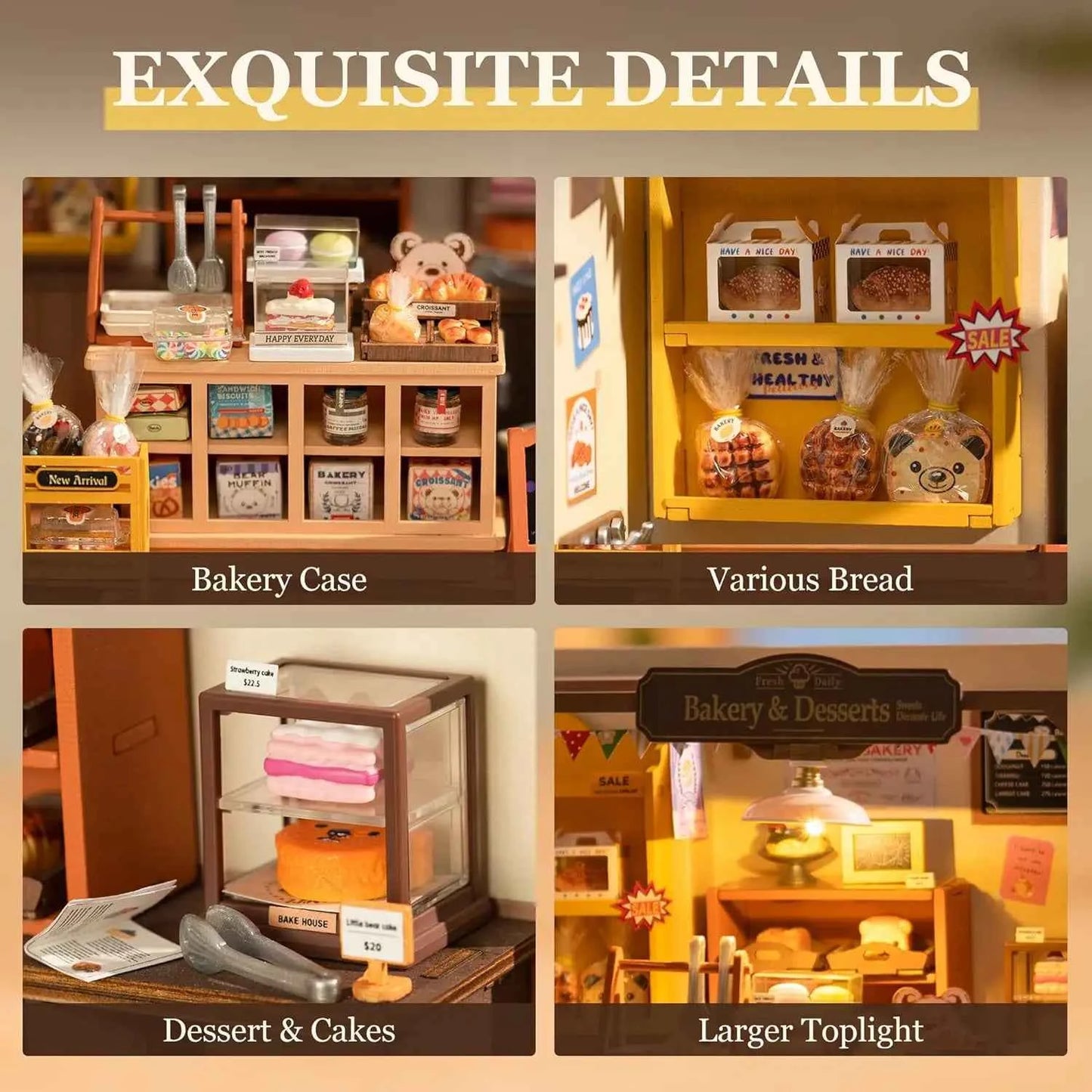 Robotime Rolife Becka's Baking House 3D Puzzle DIY Miniature Dollhouse Kit Amazing Gift for Children DG161
