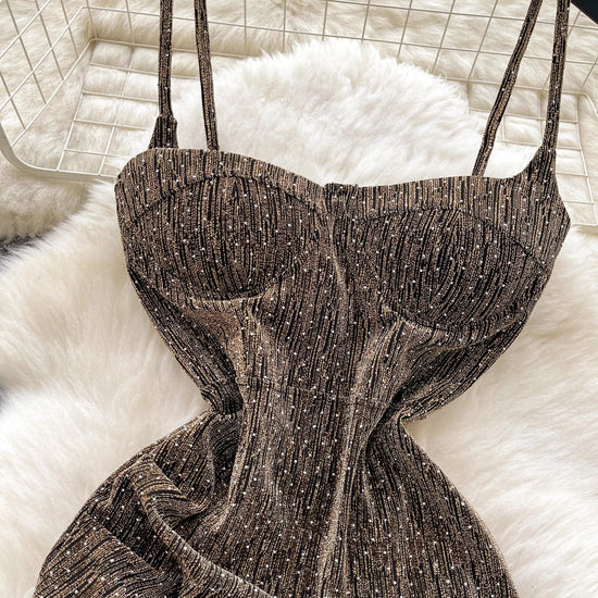 Sexy sleeveless glitter Backless Off Shoulder Fashion Birthday Party Evening Vestido Women Goth Slim Summer Hip Wrap Dress SS69