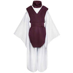 Choso anime cosplay costume set featuring a maroon vest, white wide-sleeve top, and white pants.