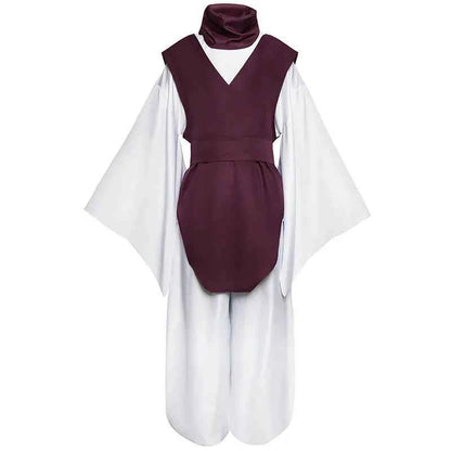 Choso anime cosplay costume set featuring a maroon vest, white wide-sleeve top, and white pants.